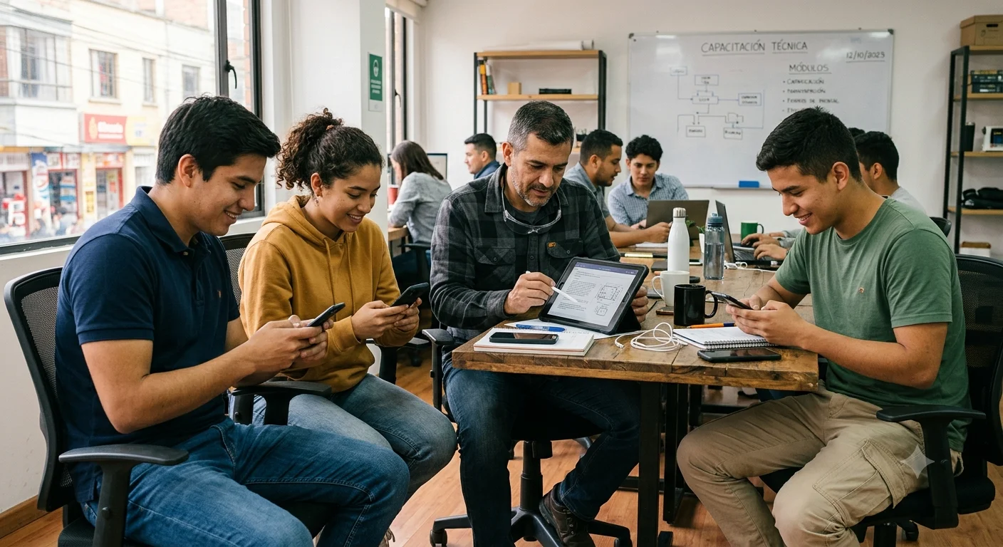 Equipo joven capacitándose